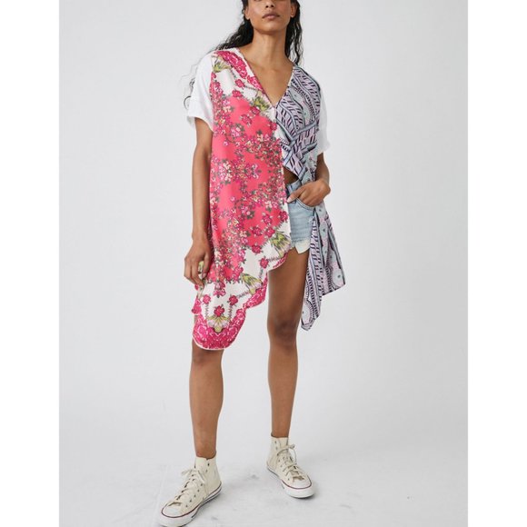 FREE PEOPLE Pick Your Scarf Maxi Tee / Pink Combo - Picture 5 of 6